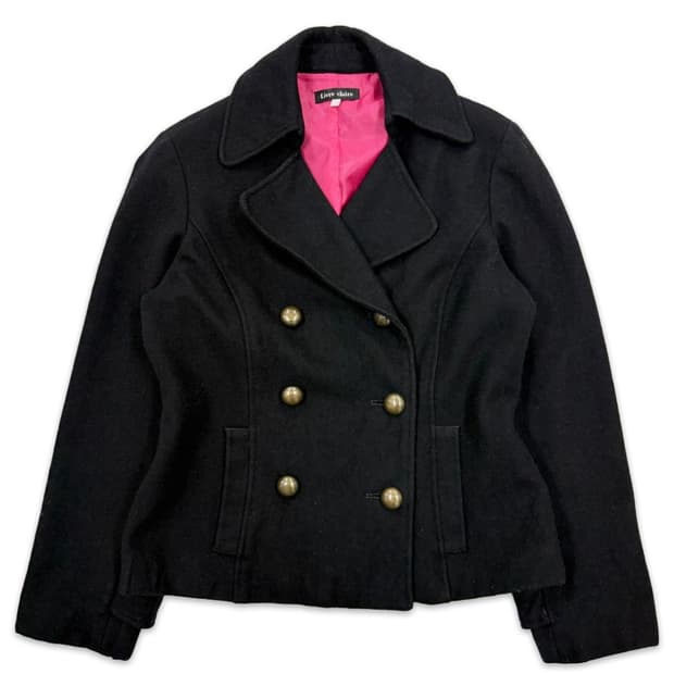 빈티지 Livre claire 블랙 더블 하프 코트