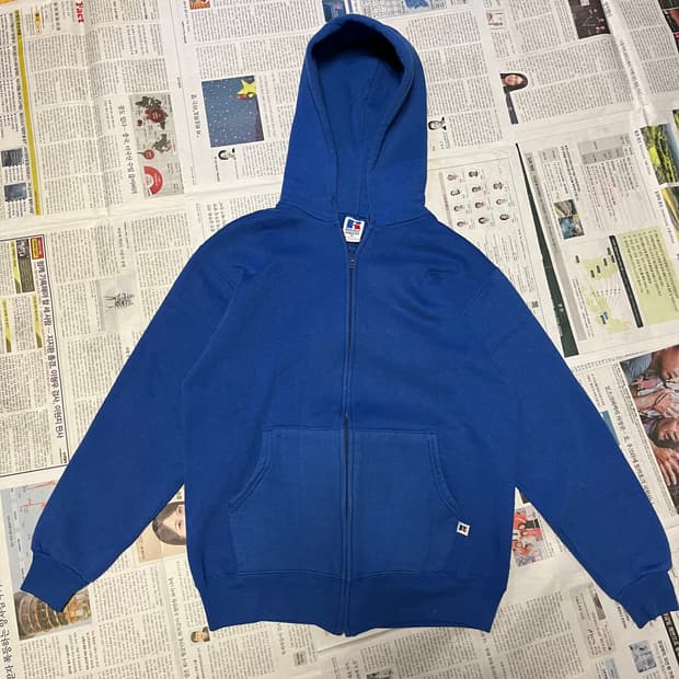 [M] 90s USA 빈티지 러셀 후드집업 블루