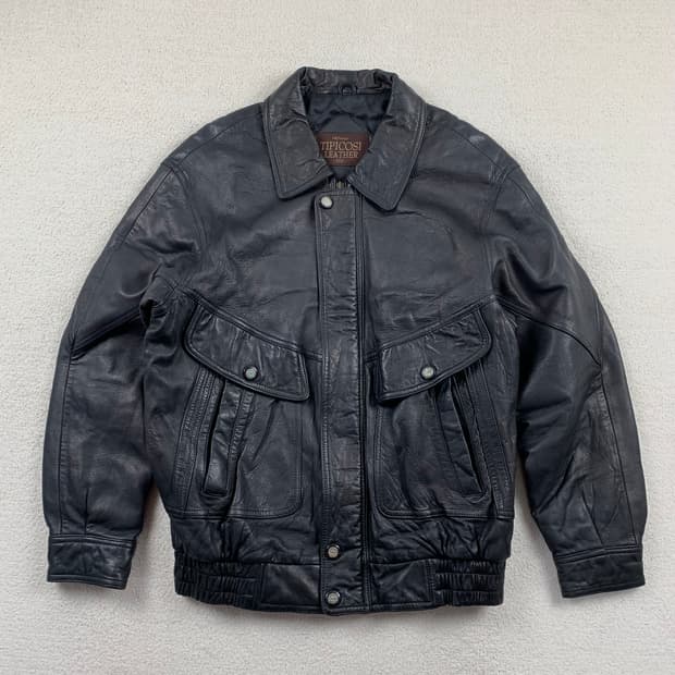 90s 티피코시 양가죽 봄버자켓 블랙 