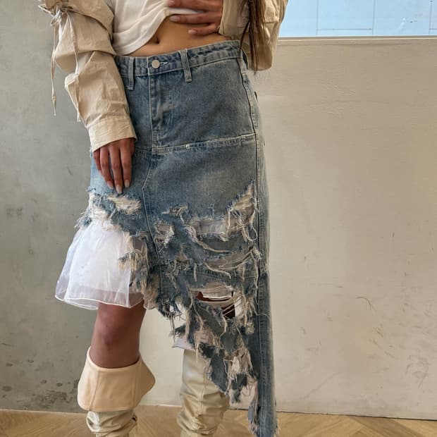 reworked denim skirt