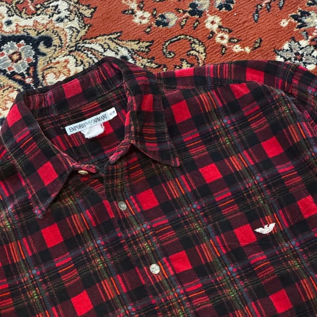 Emporio Armani 코듀로이 체크 셔츠 (XL)