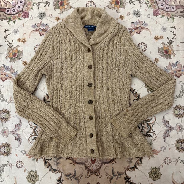 폴로랄프로렌 숄카라 케이블니트 가디건