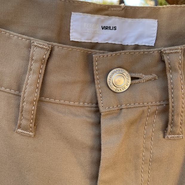 toga virilis 밑단 절개 베이지 코튼 팬츠