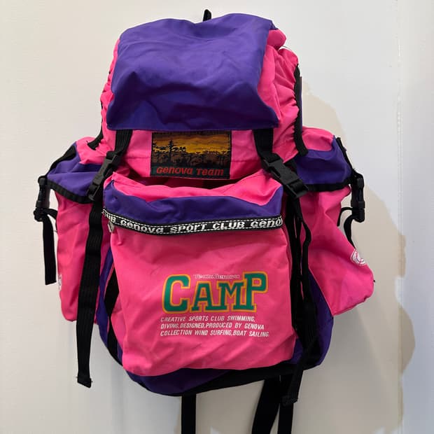 제노바 올드스쿨 캠핑 백팩 형광 핑크
