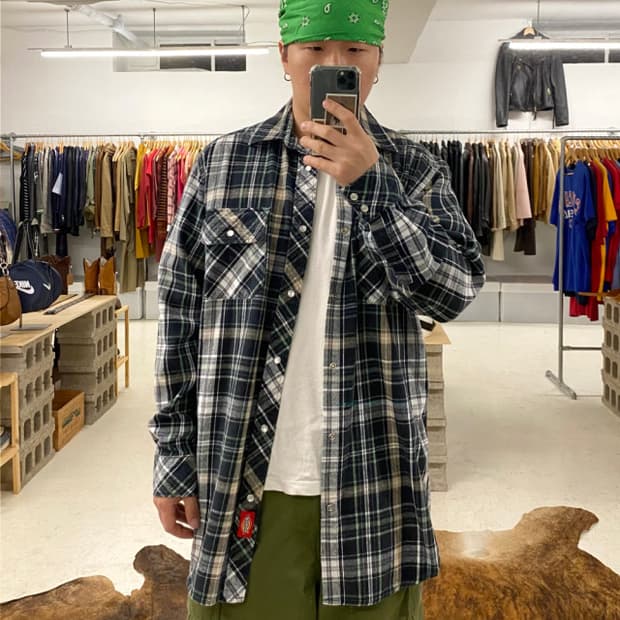 DICKIES madras check flannel shirts 플란넬