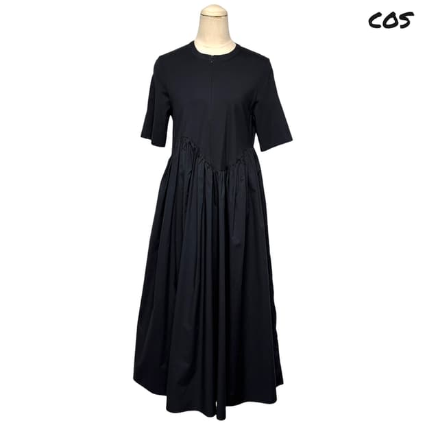 3928 cos 코스 블랙 플레어 맥시 반팔원피스