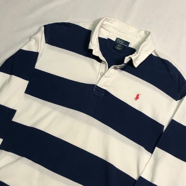 폴로 랄프로렌 스몰로고 스트라이프 럭비 카라티