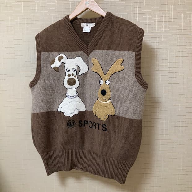 엠유스포츠 울100%니트 조끼 골프웨어