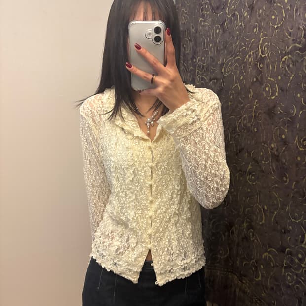 시스루 레이스 히메모리걸 진주 가디건