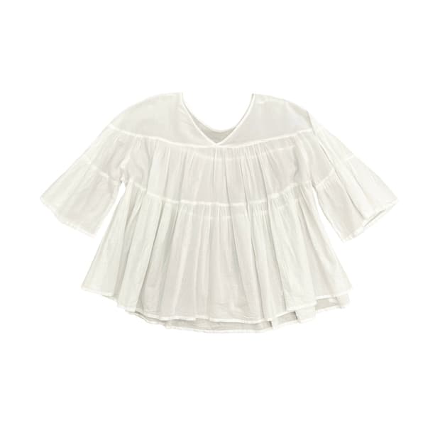 White Draping Frill Blouse