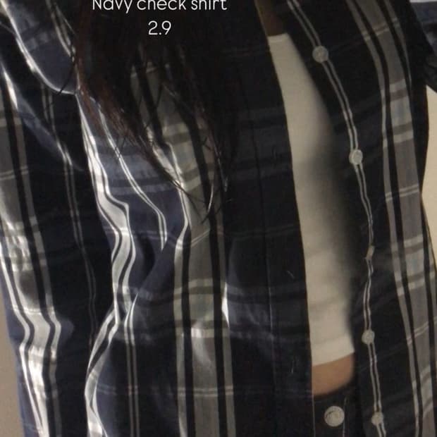 네이비 체크 셔츠 빈티지