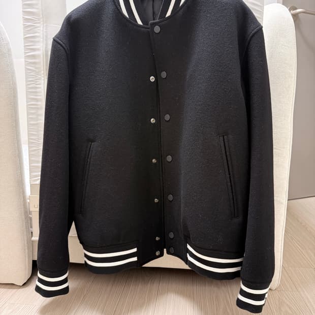 24/7 블랙 울 바시티 자켓 m사이즈