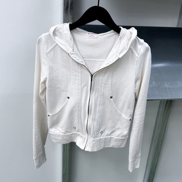 ivory pocket zip hoody