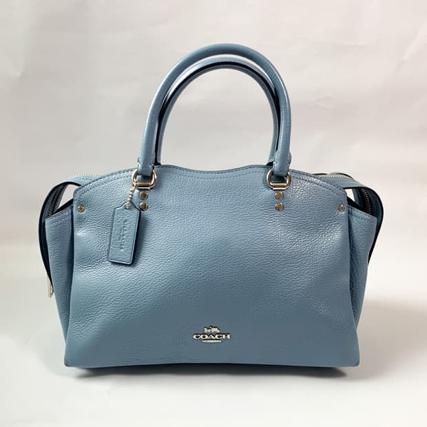 COACH 코치 하늘색 가죽 토트백