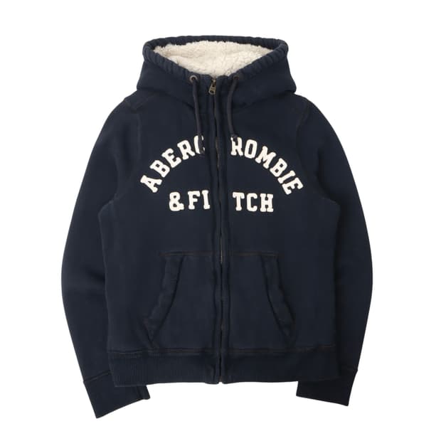 아베크롬비 네이비 아치로고 쉐르파 후드집업