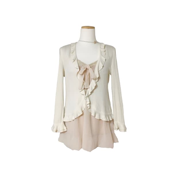 아이보리 프릴 가디건