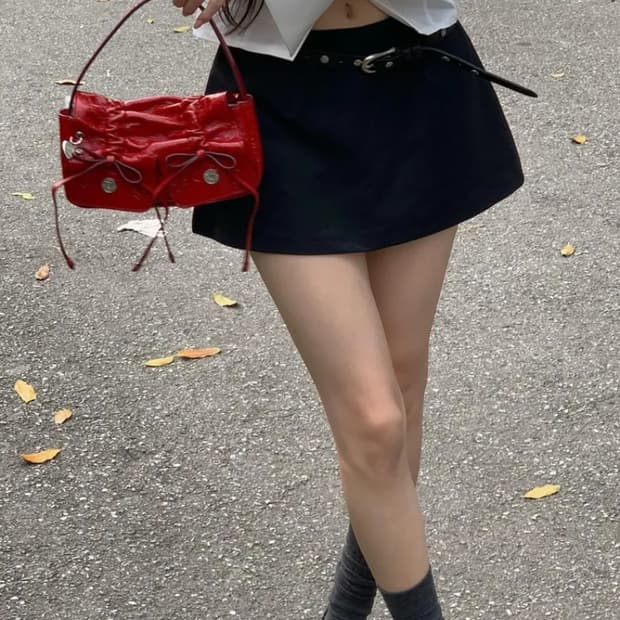 카키포인트 Mini Skirt Pants, black (S)