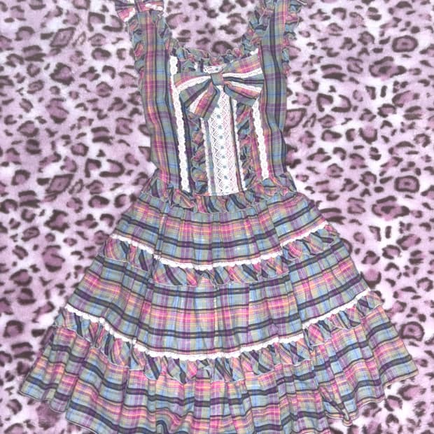 바디라인 체크 로리타 점스카 민트핑크 캔디 스윗