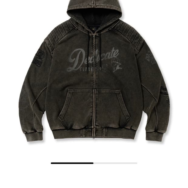 WASHING PADED HOOD ZIP UP - BLACK