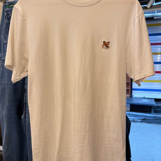 메종 키츠네 폭스 헤드 패치 레귤러 티셔츠 화이트