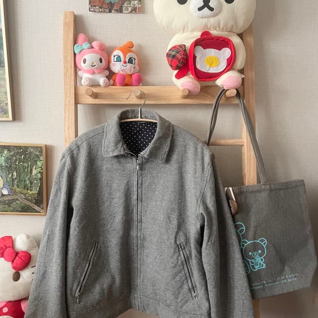 모리걸 빈티지 도트 그레이 져지 🩶💙