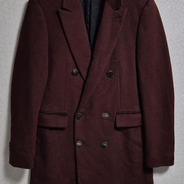 M (95) 우영미 솔리드옴므 브라운 모/앙고라/캐시미어 코트 