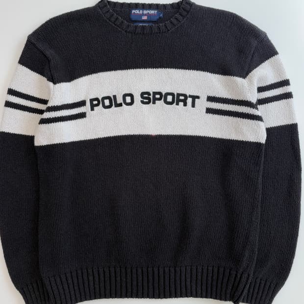 Polo Sport 폴로 스포츠 코튼 네이비 배색 라운드넥 니트 