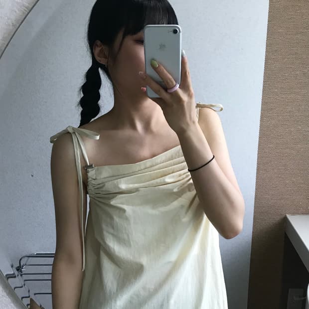 나일론 셔링 스트링 원피스