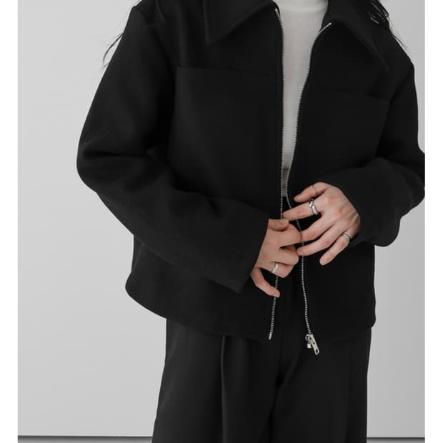Wool Zipper Short Jacket