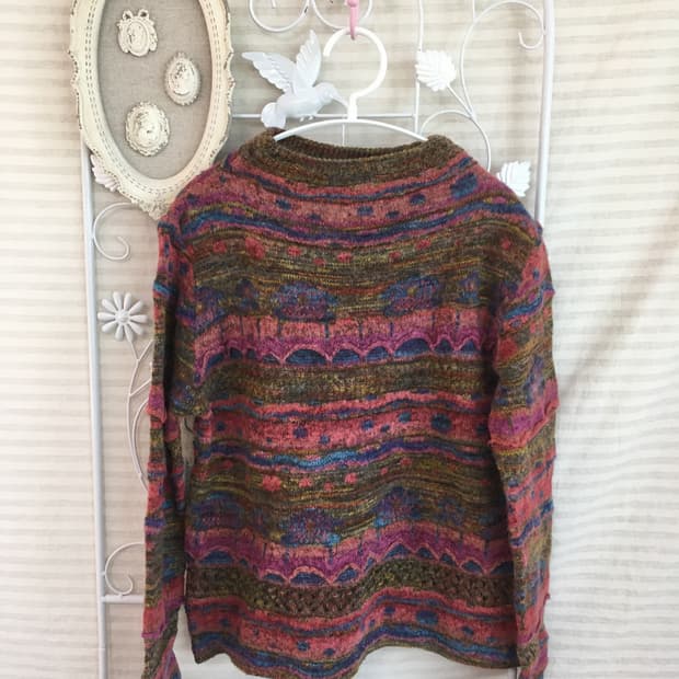 jpn vintage 하구미 보헤미안 빈티지 패턴 니트