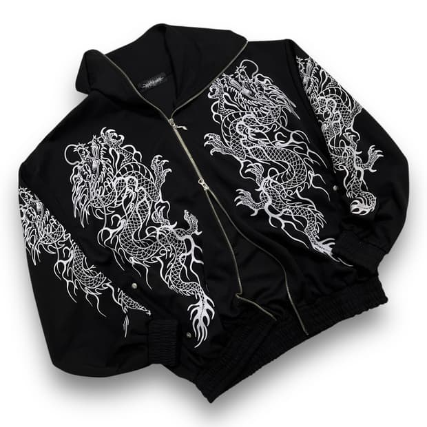 왓더파티 오리엔탈 드래곤 다크 트랙 투웨이 자켓