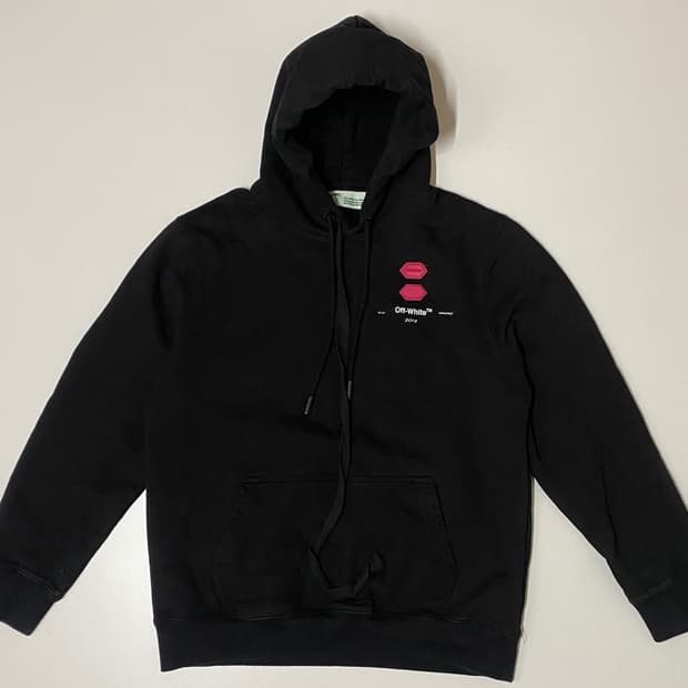 오프화이트 2018 블랙 후드티 L사이즈
