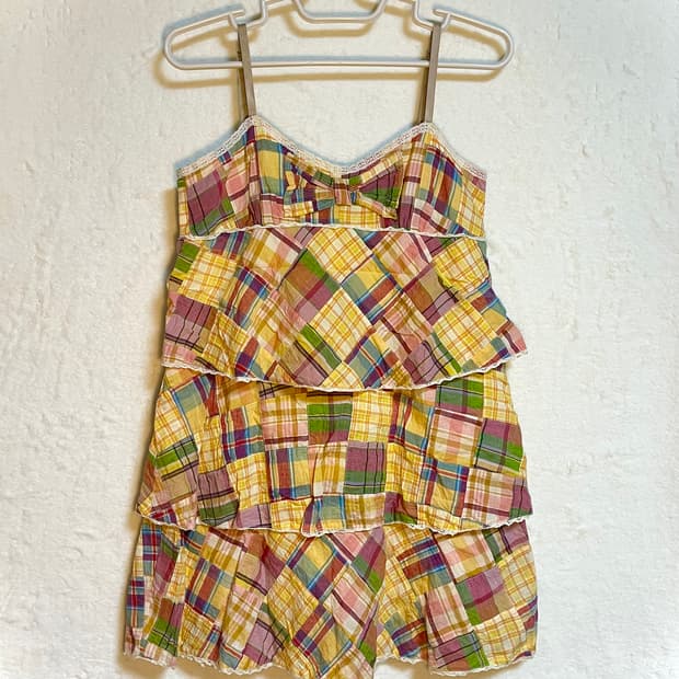 빈티지 하구미 리본 레이스 패치 원피스