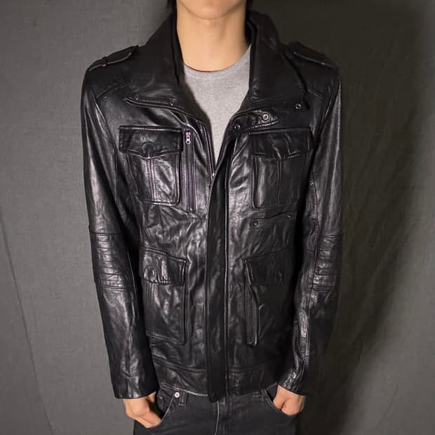 lamb skin pocket leather jacket