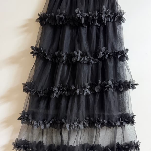 새상품 여자 플라워 프릴 롱스커트