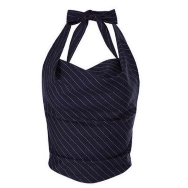 낫유어로즈 제니 드레이핑 홀터탑 네이비 