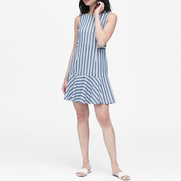 바나나리퍼블릭 스트라이프 페플럼원피스 55 새상품