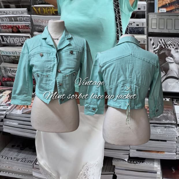 Vintage Mint sorbet lace up jacket