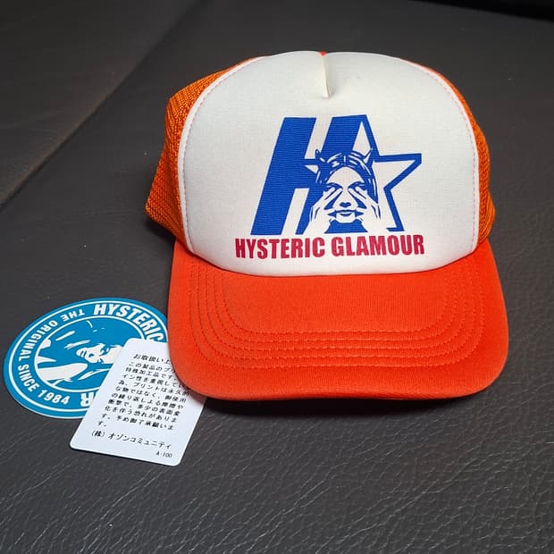 히스테릭글래머 로고 주황색 모자(택 미제거)