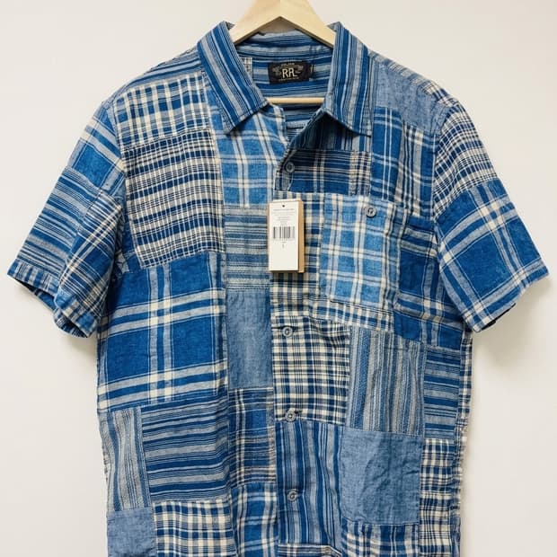 RRL 더블알엘 인디고 패치워크 캠프 셔츠 인디고 패치워크 L