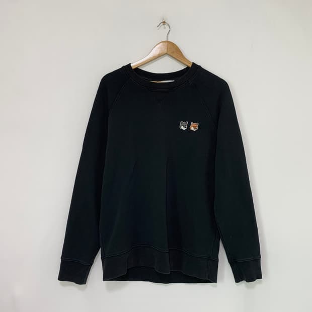 메종키츠네 더블 폭스 블랙 맨투맨 L 남녀공용 빈티지