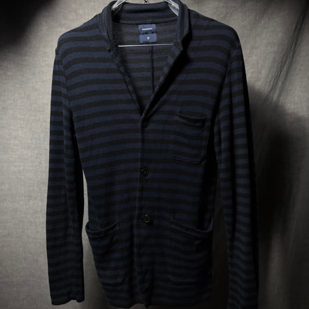 미하라 야스히로 엘보 패치 스트라이프 가디건