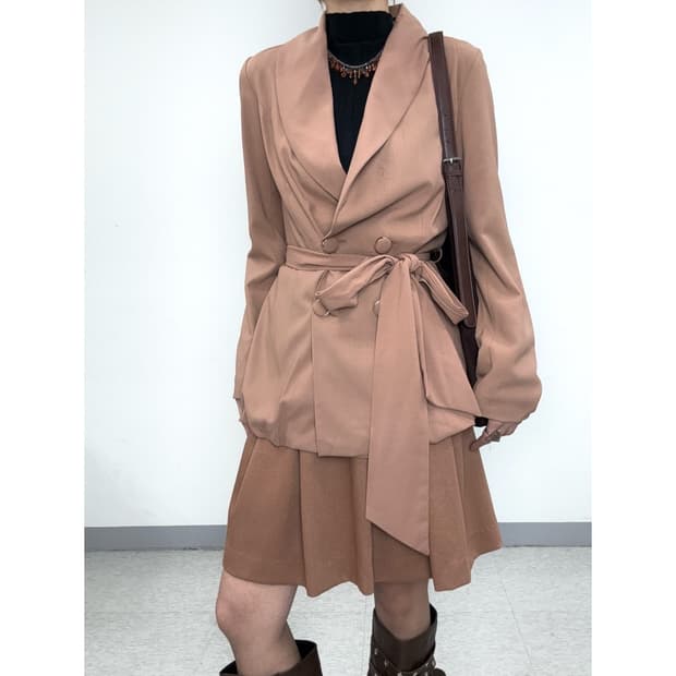 빈티지 브라운 블레이저 자켓 코트 원피스