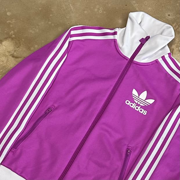 XS 아디다스 퍼플 화이트 트랙탑