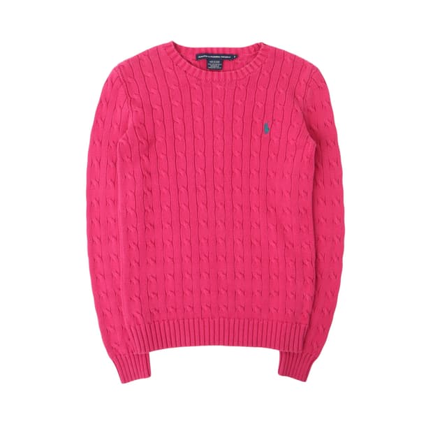 폴로 랄프로렌 핑크 코튼 케이블 니트