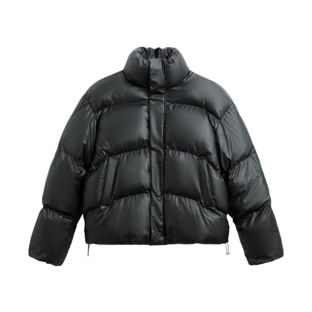 (W) Zara Cropped Puffer Jacket Black