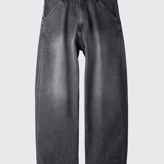 (2) 해칭룸 와이드 커브진 워시드 불랙