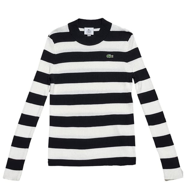 LACOSTE 여성용 골지 스트라이프 니트 36