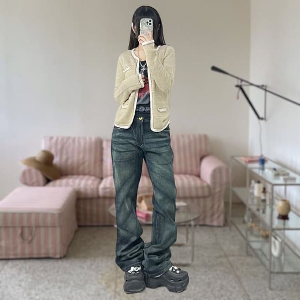 타이니크릭 데드스탁 트위드 가디건 
