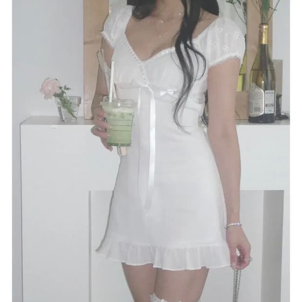(구해요) 엔젤넘버555 데이지 퍼프 원피스 화이트 s